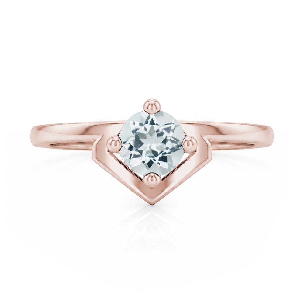 Simple Solitaire Round Shaped Alexandrite Ring - LUO Jewelry #gemstone_Aquamarine