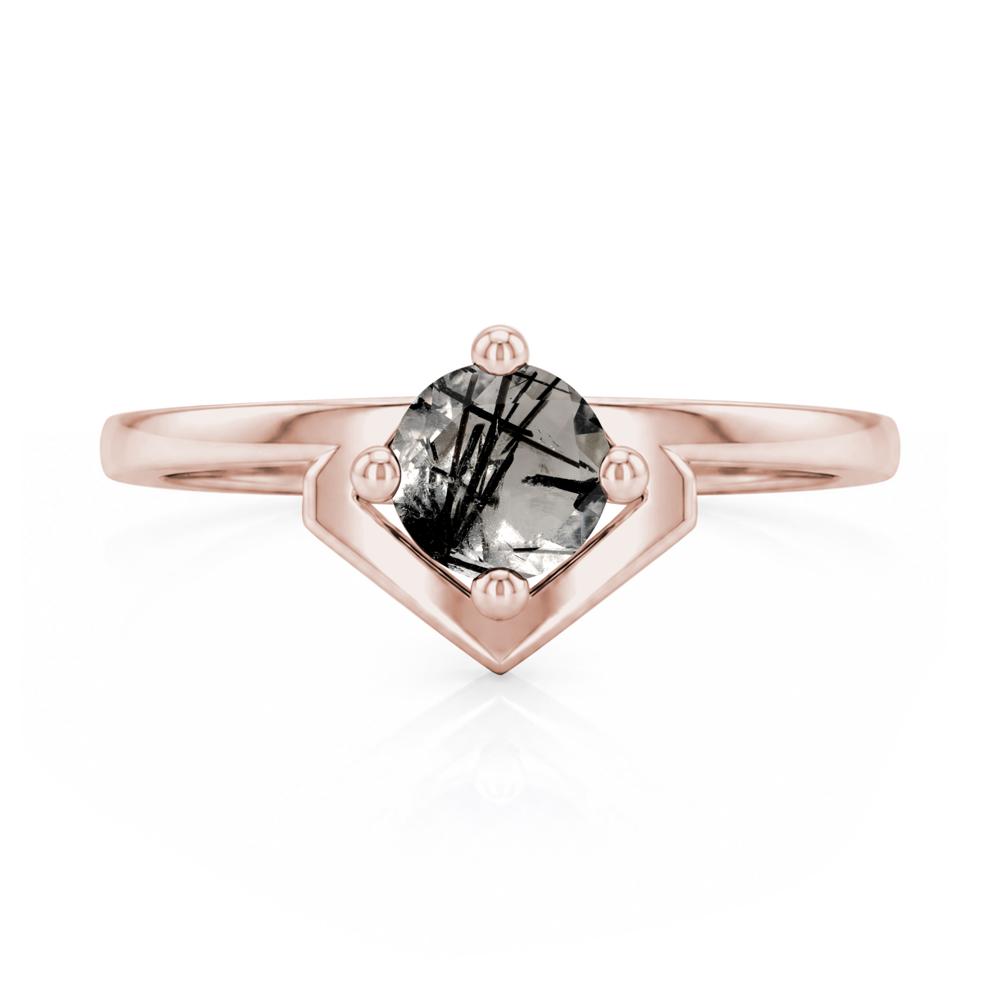 Simple Solitaire Round Shaped Alexandrite Ring - LUO Jewelry #gemstone_Black Rutilated Quartz