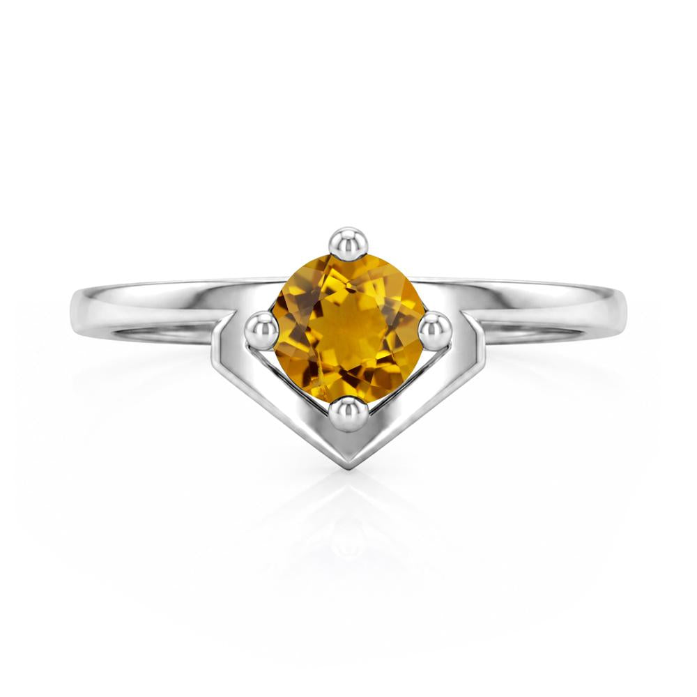 Simple Solitaire Round Shaped Alexandrite Ring - LUO Jewelry #gemstone_Citrine