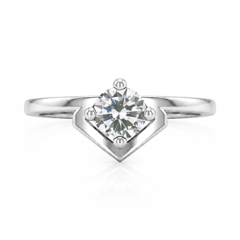Simple Solitaire Round Shaped Alexandrite Ring - LUO Jewelry #gemstone_Cubic Zirconia