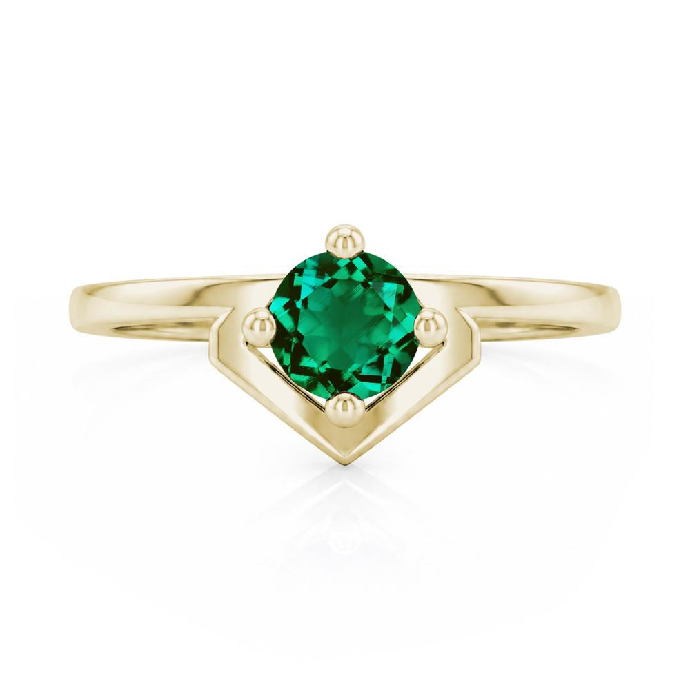 Simple Solitaire Round Shaped Alexandrite Ring - LUO Jewelry #gemstone_Emerald