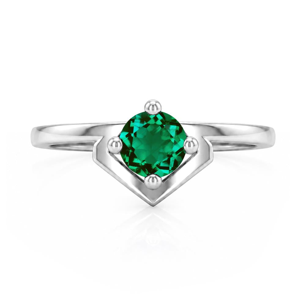 Simple Solitaire Round Shaped Alexandrite Ring - LUO Jewelry #gemstone_Emerald