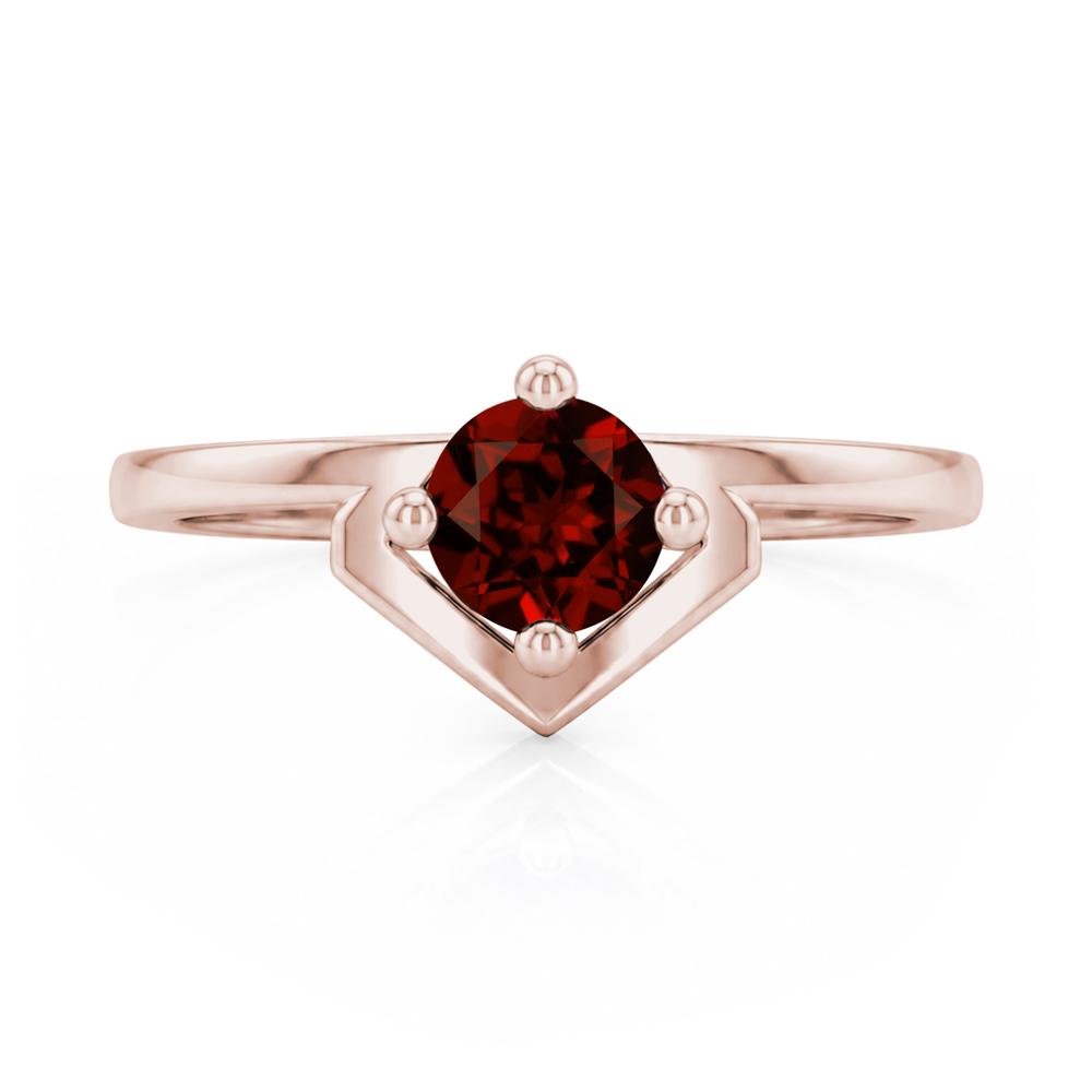 Simple Solitaire Round Shaped Alexandrite Ring - LUO Jewelry #gemstone_Garnet