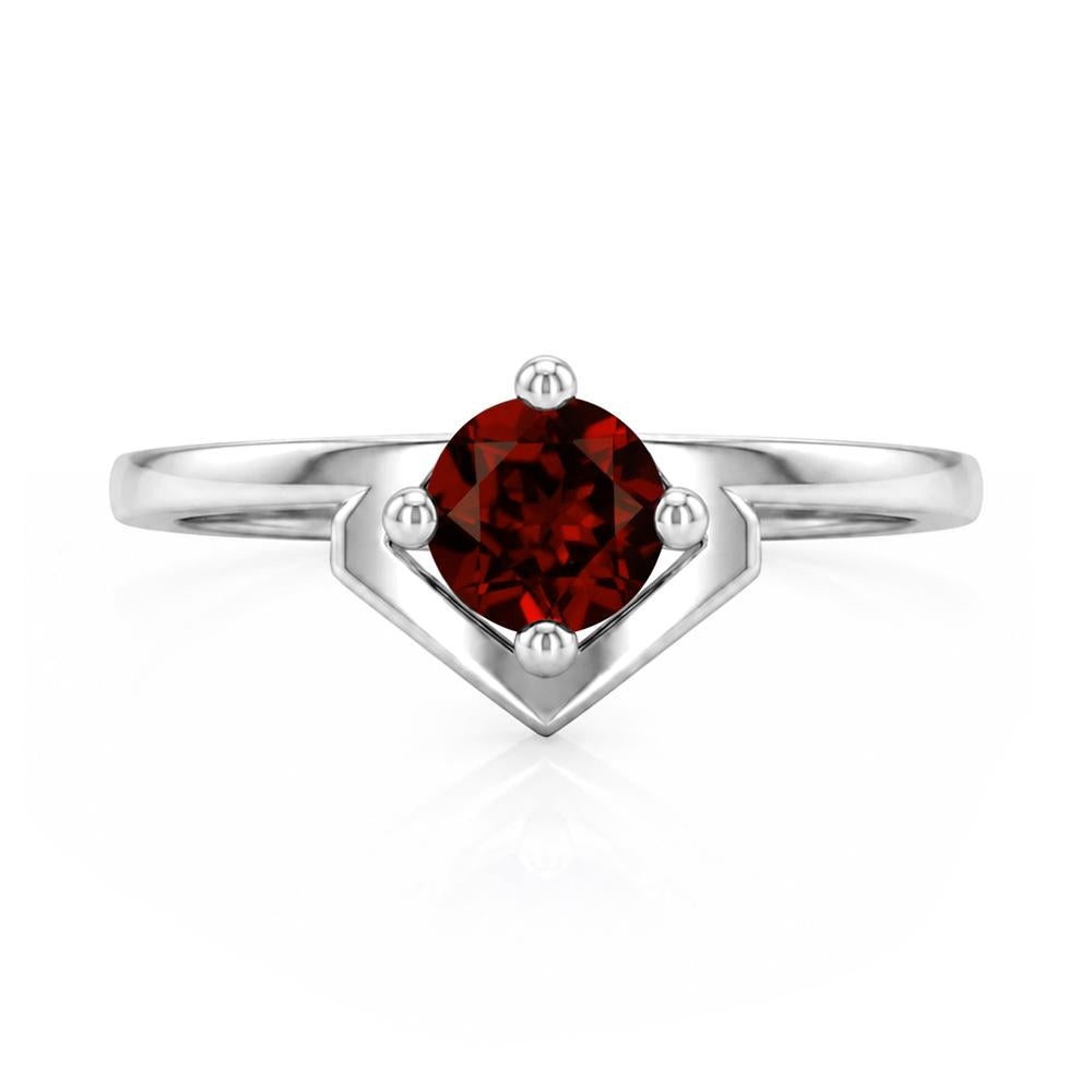 Simple Solitaire Round Shaped Alexandrite Ring - LUO Jewelry #gemstone_Garnet