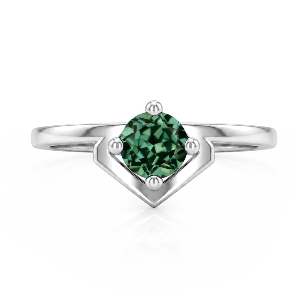 Simple Solitaire Round Shaped Alexandrite Ring - LUO Jewelry #gemstone_Green Sapphire