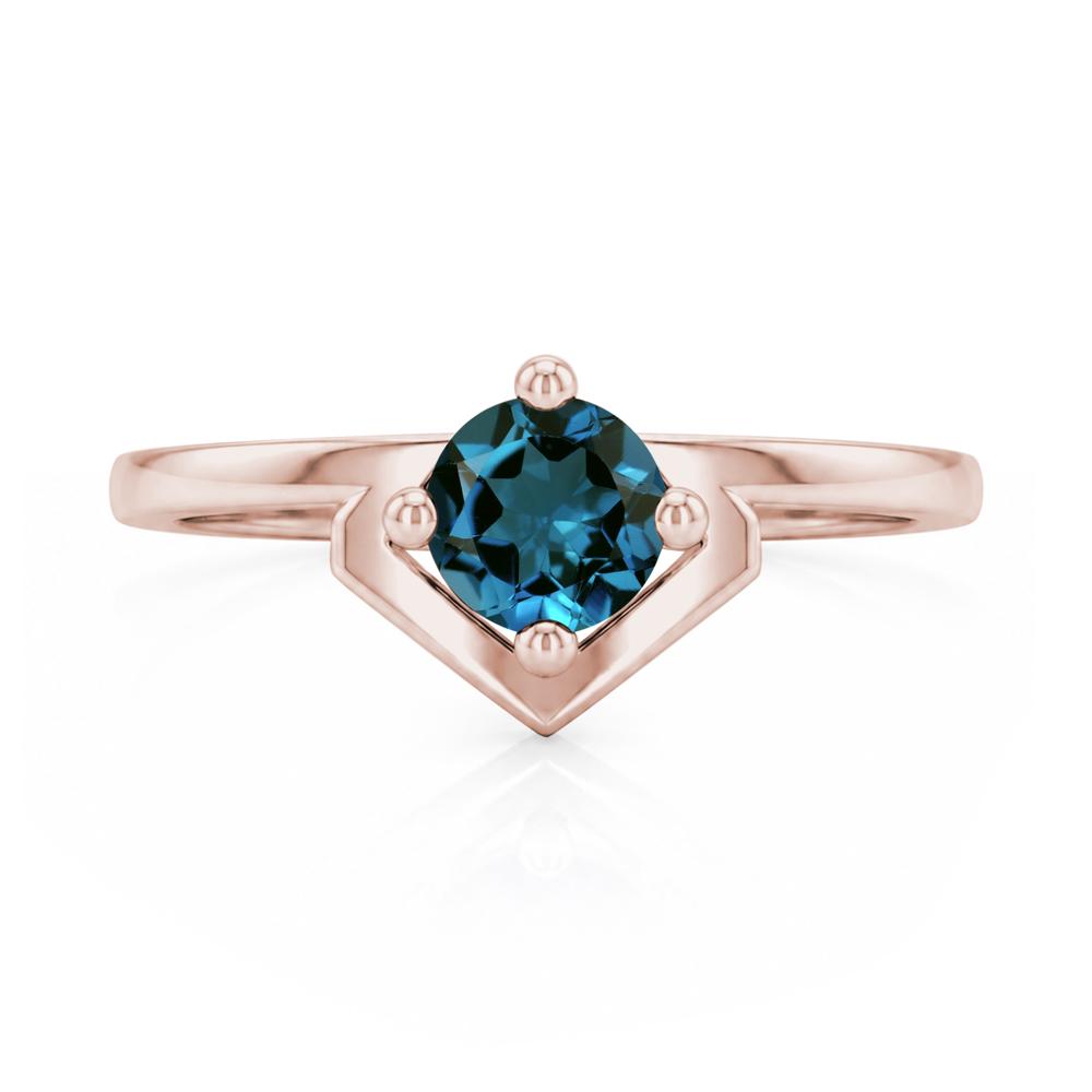 Simple Solitaire Round Shaped Alexandrite Ring - LUO Jewelry #gemstone_London Blue Topaz