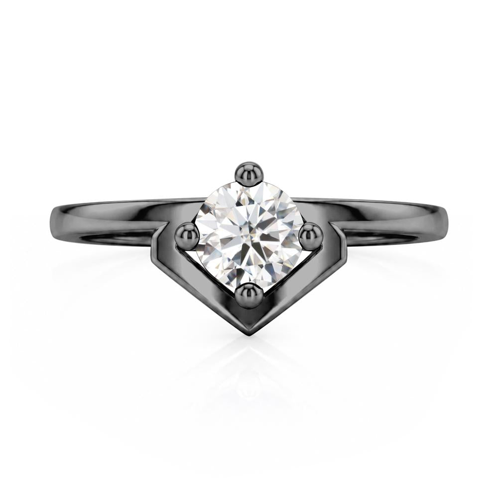 Simple Solitaire Round Shaped Alexandrite Ring - LUO Jewelry #gemstone_Moissanite