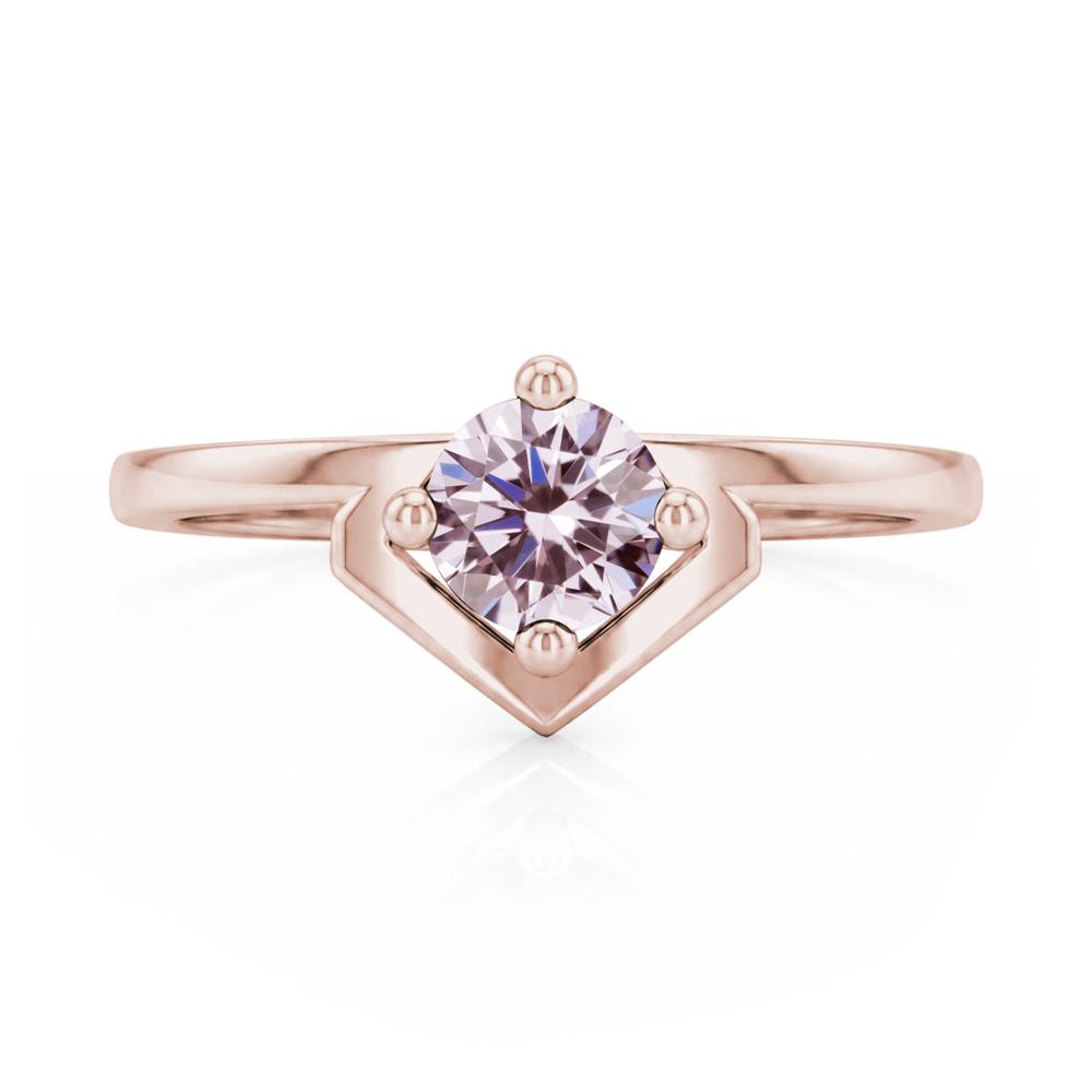 Simple Solitaire Round Shaped Alexandrite Ring - LUO Jewelry #gemstone_Pink Cubic Zirconia