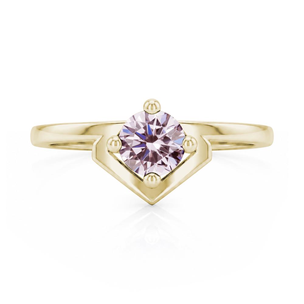Simple Solitaire Round Shaped Alexandrite Ring - LUO Jewelry #gemstone_Pink Cubic Zirconia