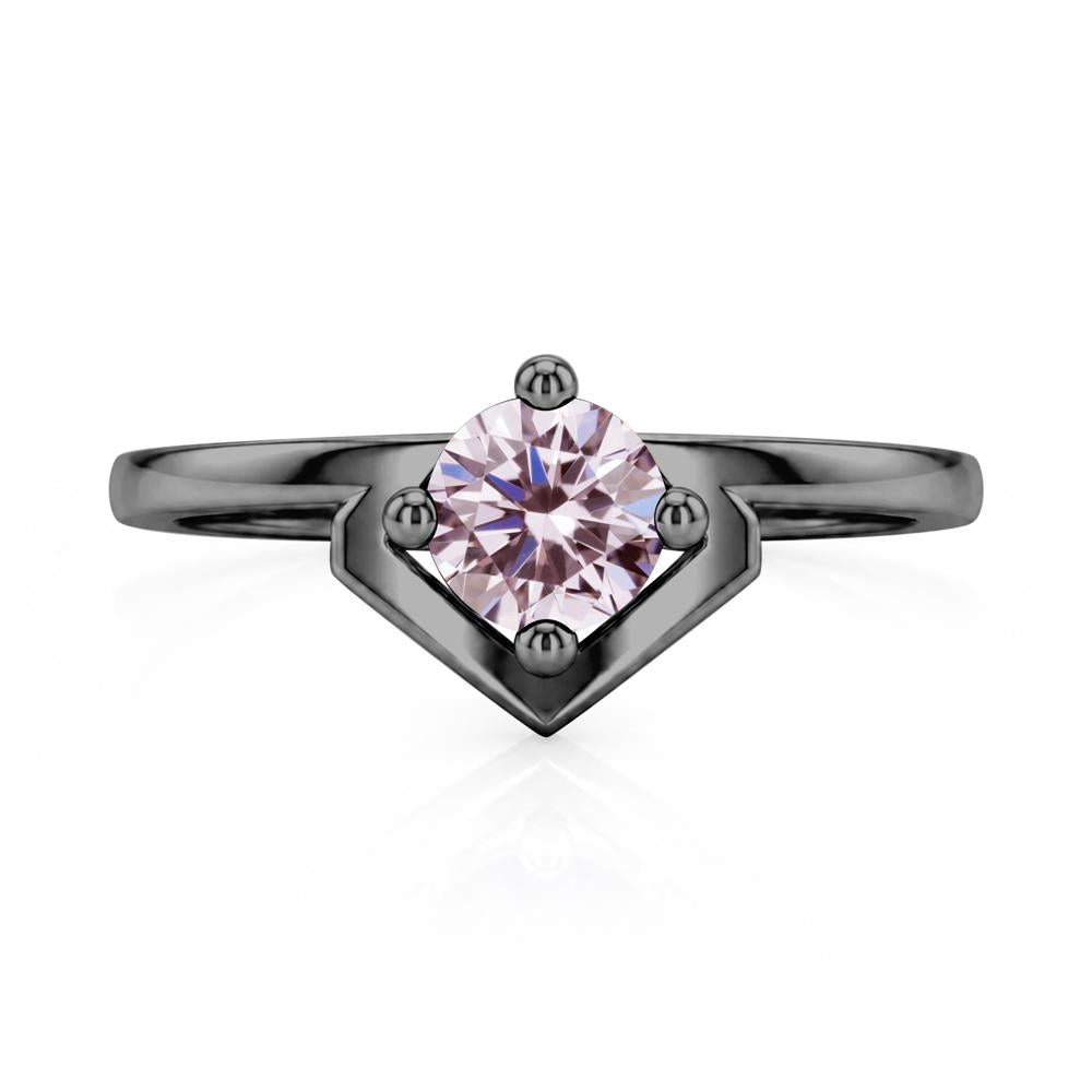 Simple Solitaire Round Shaped Alexandrite Ring - LUO Jewelry #gemstone_Pink Cubic Zirconia