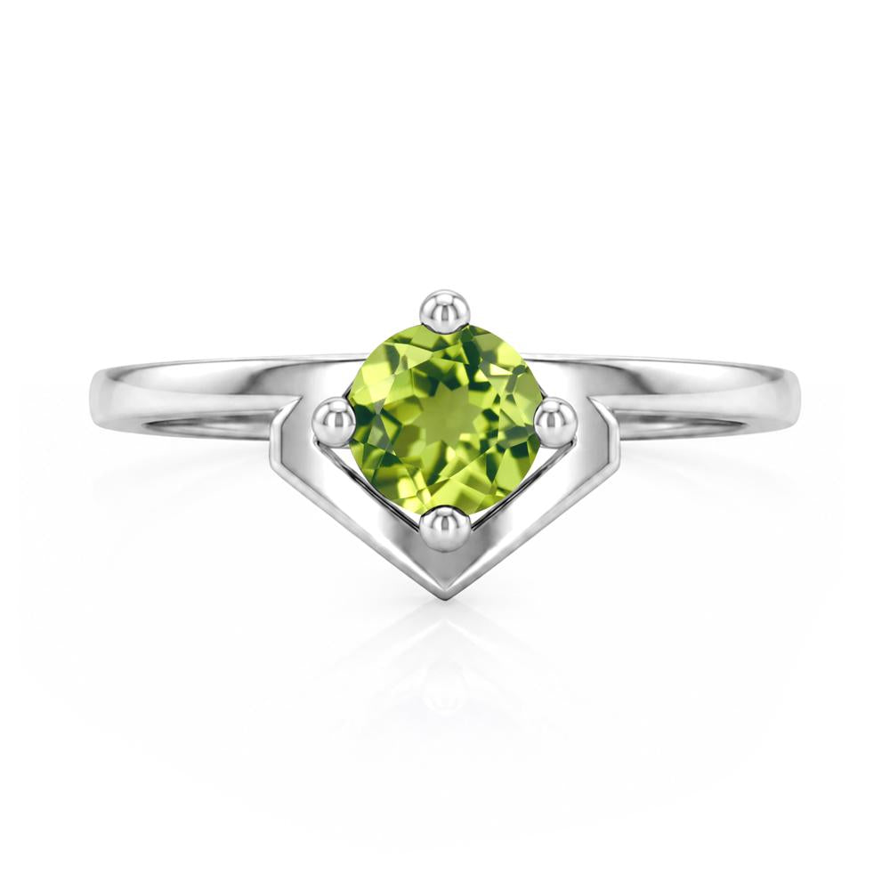 Simple Solitaire Round Shaped Alexandrite Ring - LUO Jewelry #gemstone_Peridot
