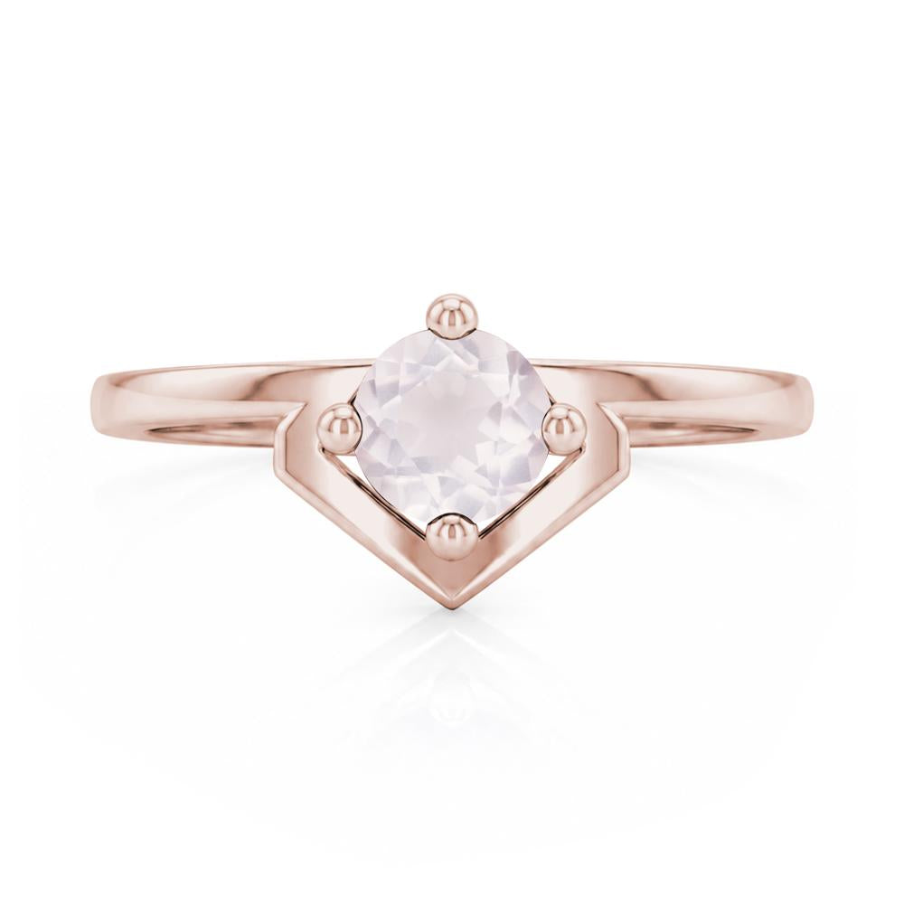 Simple Solitaire Round Shaped Alexandrite Ring - LUO Jewelry #gemstone_Rose Quartz