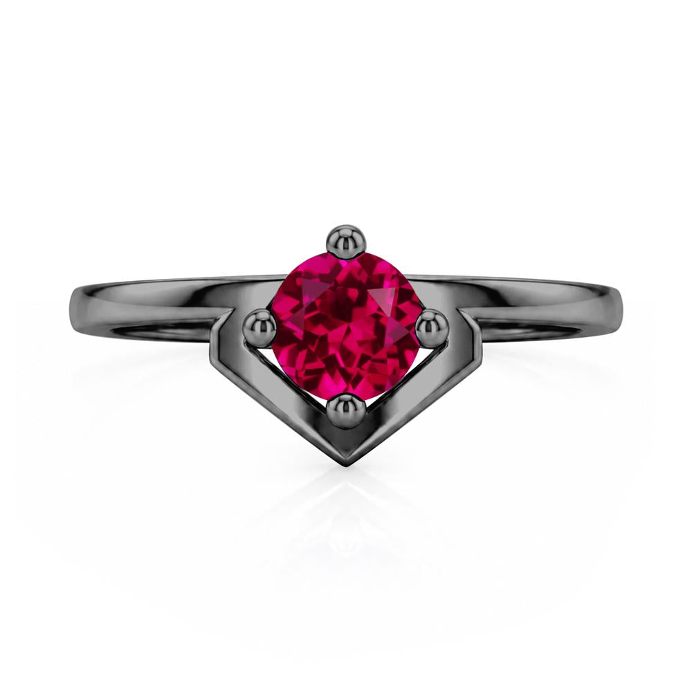 Simple Solitaire Round Shaped Alexandrite Ring - LUO Jewelry #gemstone_Ruby