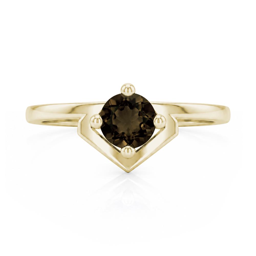 Simple Solitaire Round Shaped Alexandrite Ring - LUO Jewelry #gemstone_Smoky Quartz