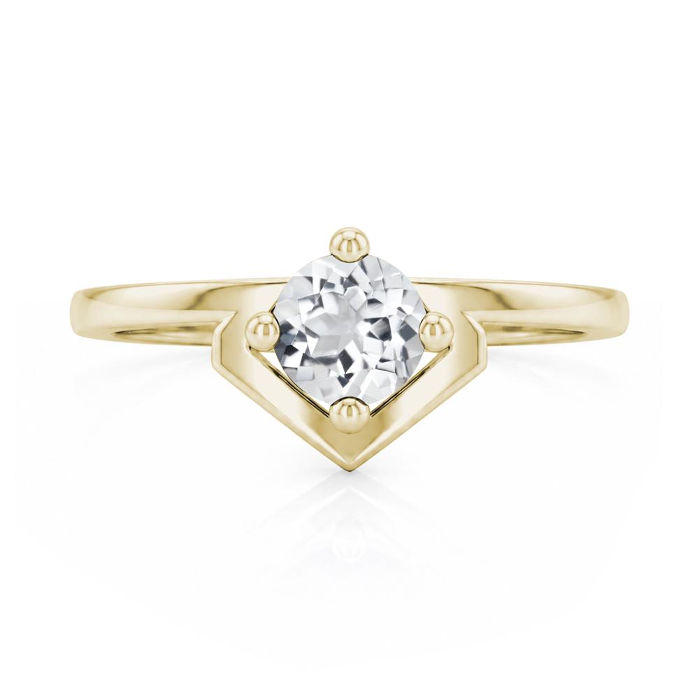 Simple Solitaire Round Shaped Alexandrite Ring - LUO Jewelry #gemstone_White Topaz