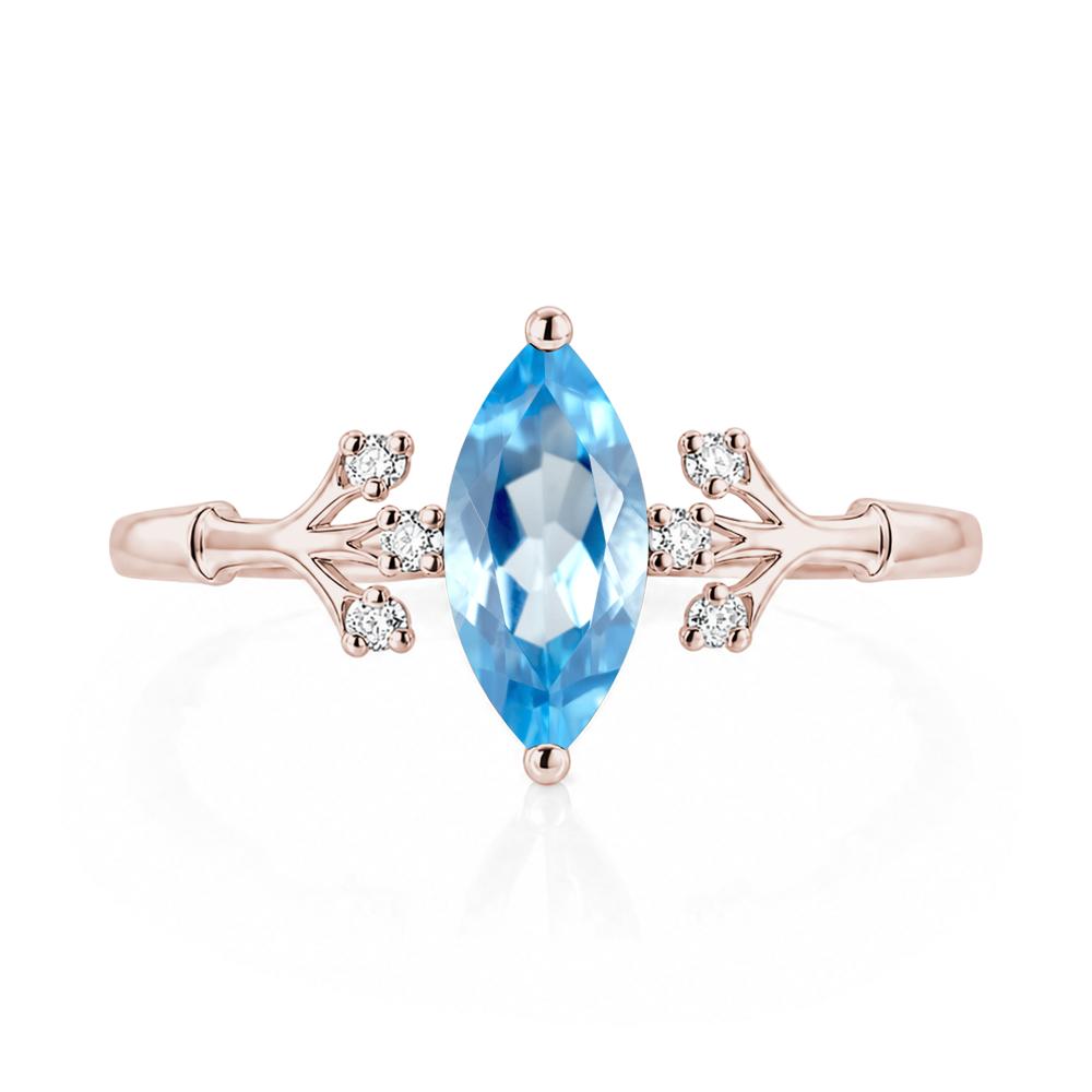 Marquise Cut Amethyst Branch Ring - LUO Jewelry #gemstone_Swiss Blue Topaz