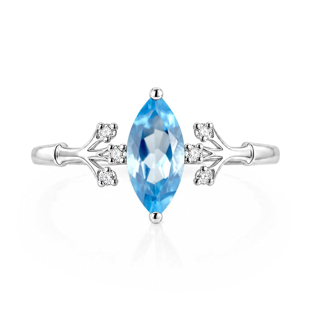 Marquise Cut Amethyst Branch Ring - LUO Jewelry #gemstone_Swiss Blue Topaz