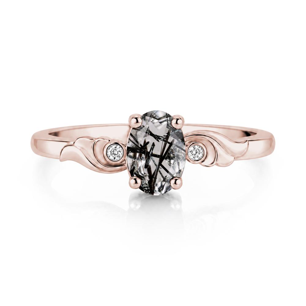 Ocean Wave Oval Shaped Garnet Ring - LUO Jewelry #gemstone_Black Rutilated Quartz