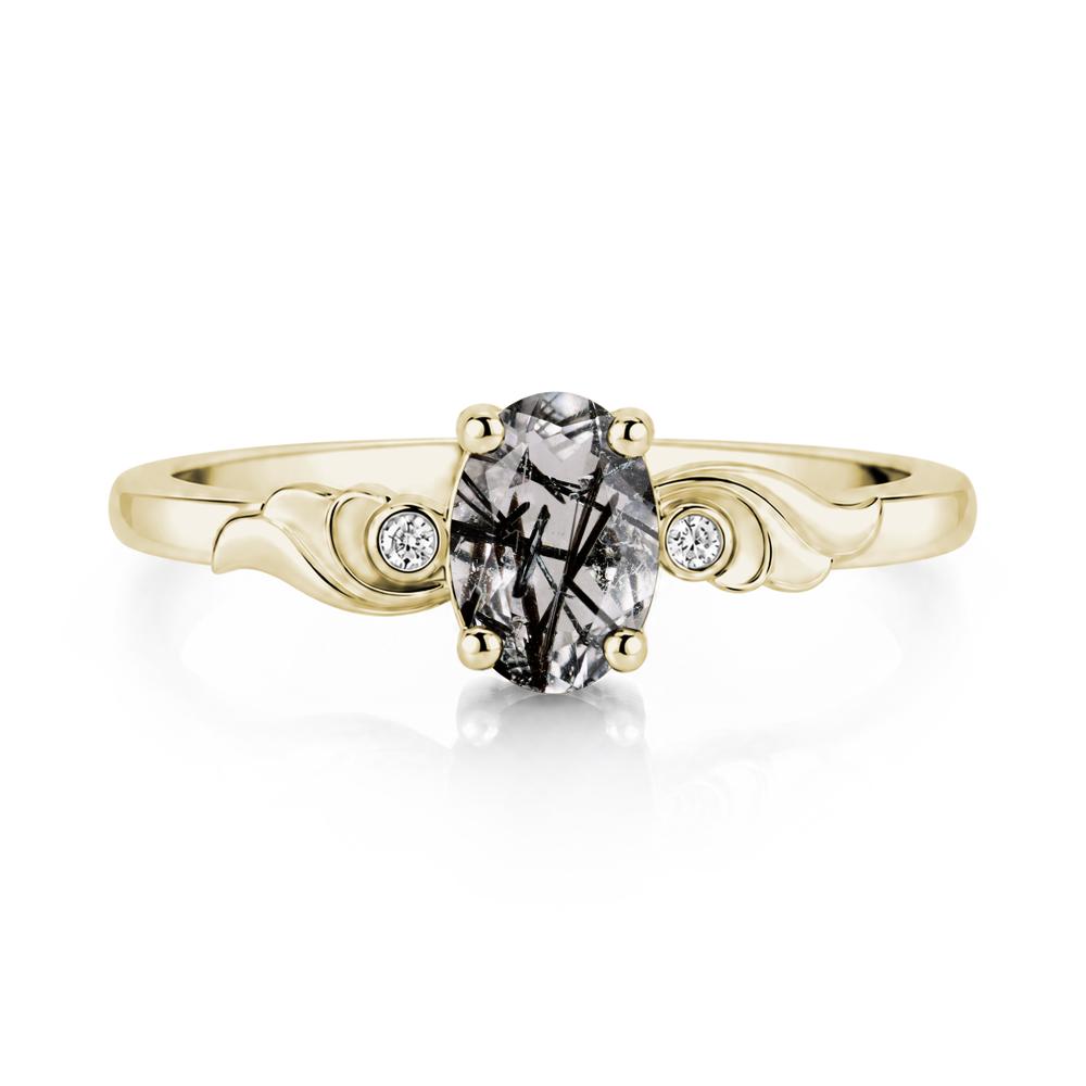 Ocean Wave Oval Shaped Garnet Ring - LUO Jewelry #gemstone_Black Rutilated Quartz