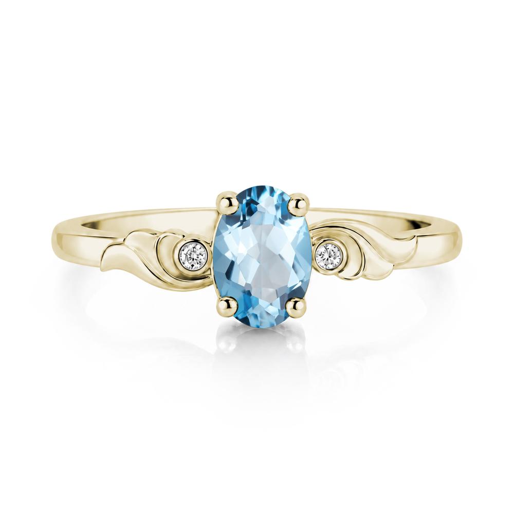 Ocean Wave Oval Shaped Garnet Ring - LUO Jewelry #gemstone_Swiss Blue Topaz