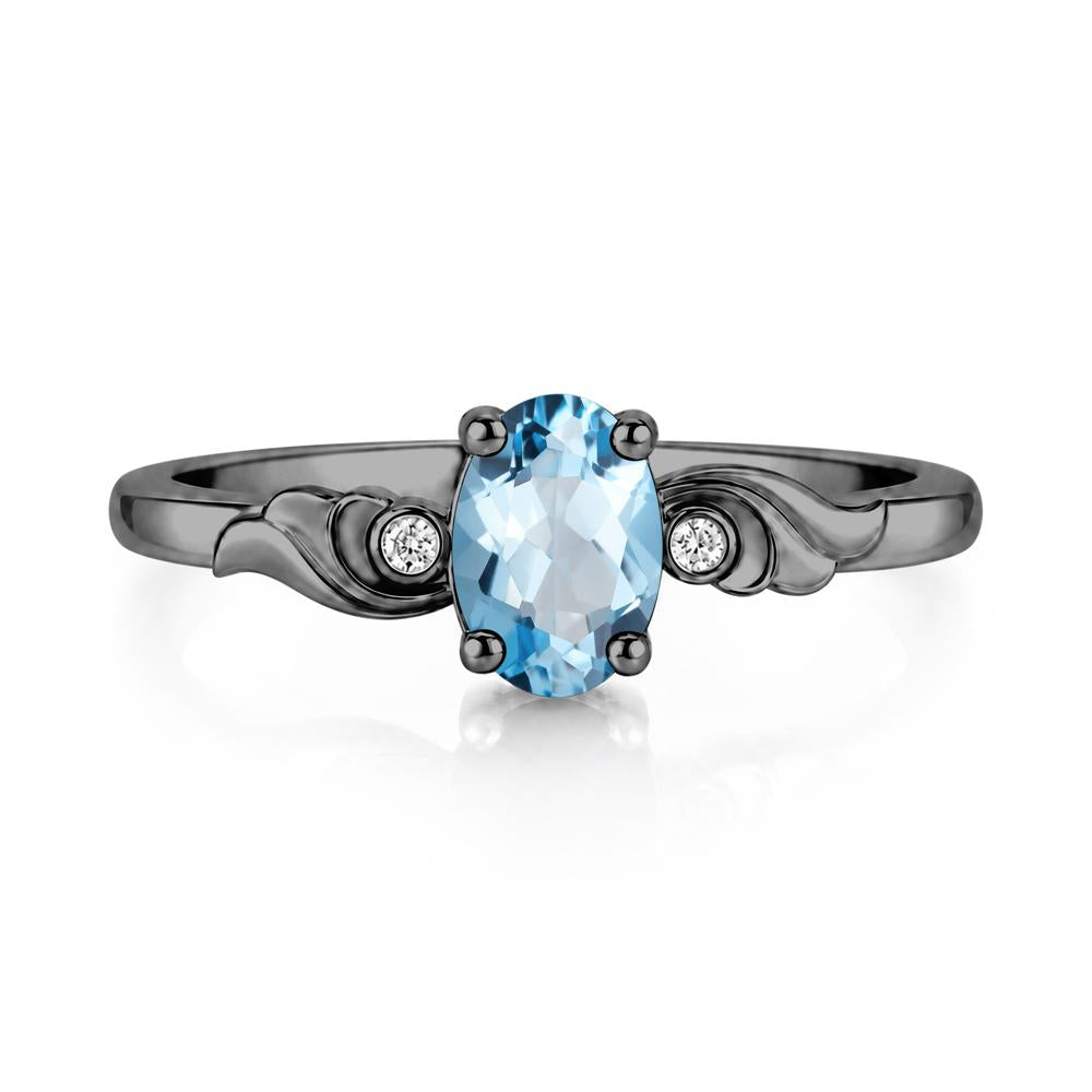 Ocean Wave Oval Shaped Garnet Ring - LUO Jewelry #gemstone_Swiss Blue Topaz