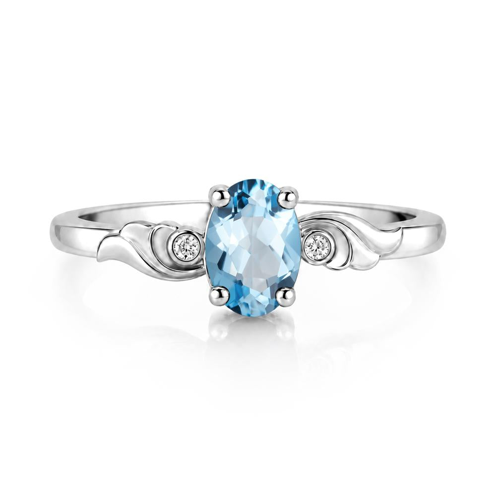 Ocean Wave Oval Shaped Garnet Ring - LUO Jewelry #gemstone_Swiss Blue Topaz