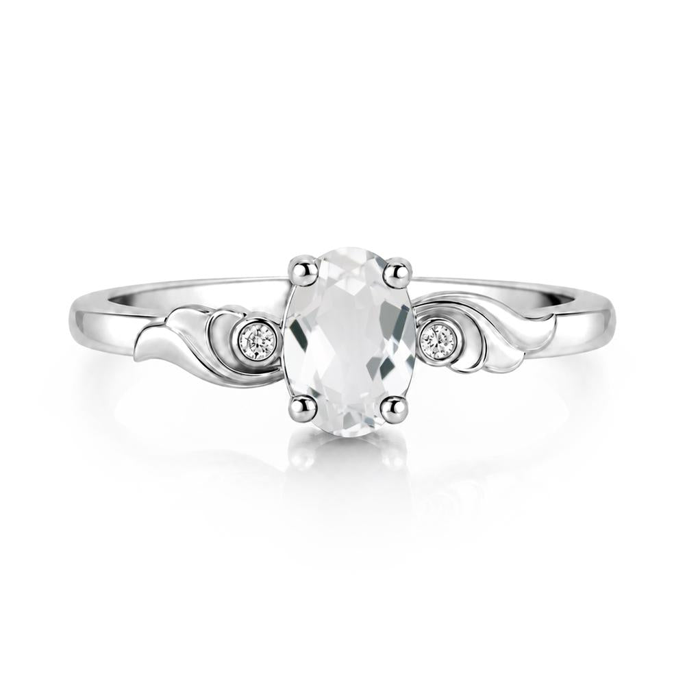 Ocean Wave Oval Shaped Garnet Ring - LUO Jewelry #gemstone_White Topaz