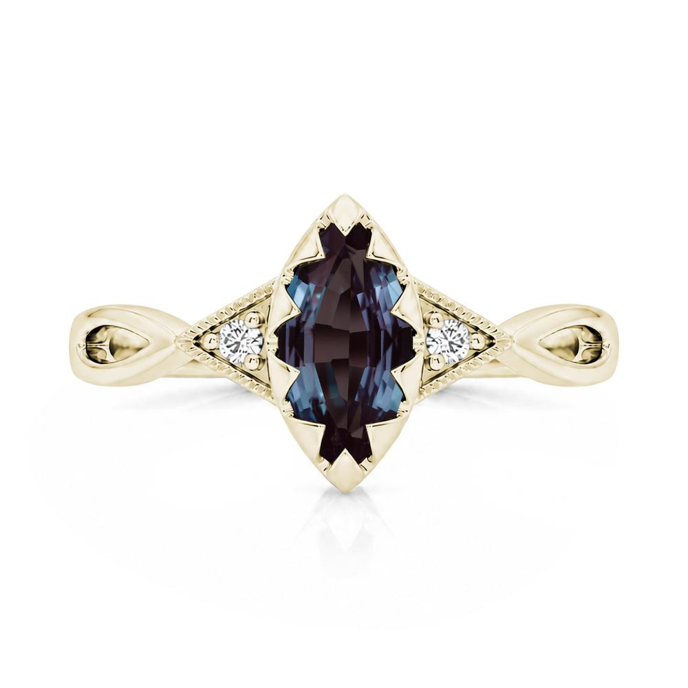 Sawtooth Prong Marquise Cut London Blue Topaz Ring - LUO Jewelry #gemstone_Alexandrite