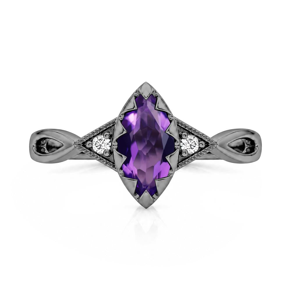 Sawtooth Prong Marquise Cut London Blue Topaz Ring - LUO Jewelry #gemstone_Amethyst