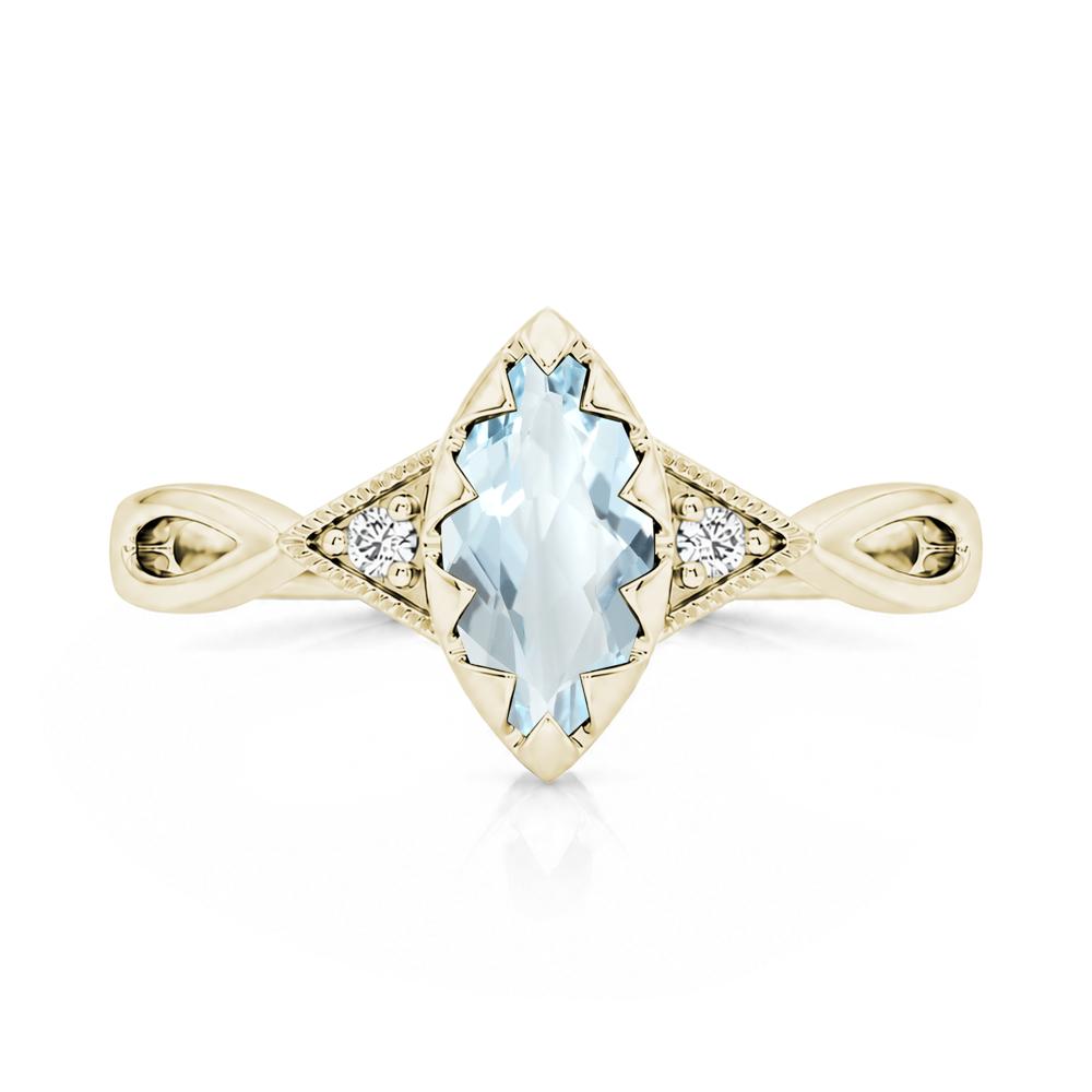 Sawtooth Prong Marquise Cut London Blue Topaz Ring - LUO Jewelry #gemstone_Aquamarine