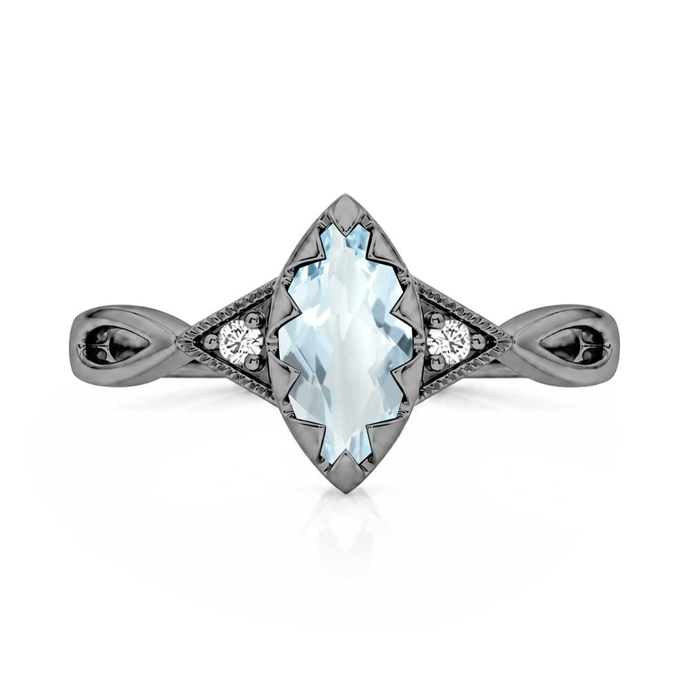 Sawtooth Prong Marquise Cut London Blue Topaz Ring - LUO Jewelry #gemstone_Aquamarine