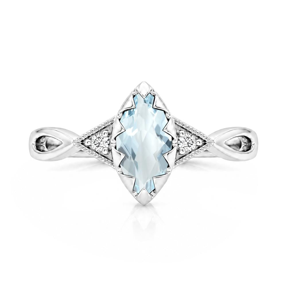 Sawtooth Prong Marquise Cut London Blue Topaz Ring - LUO Jewelry #gemstone_Aquamarine