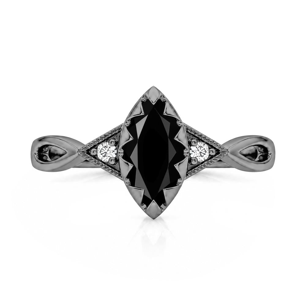 Sawtooth Prong Marquise Cut London Blue Topaz Ring - LUO Jewelry #gemstone_Black Spinel