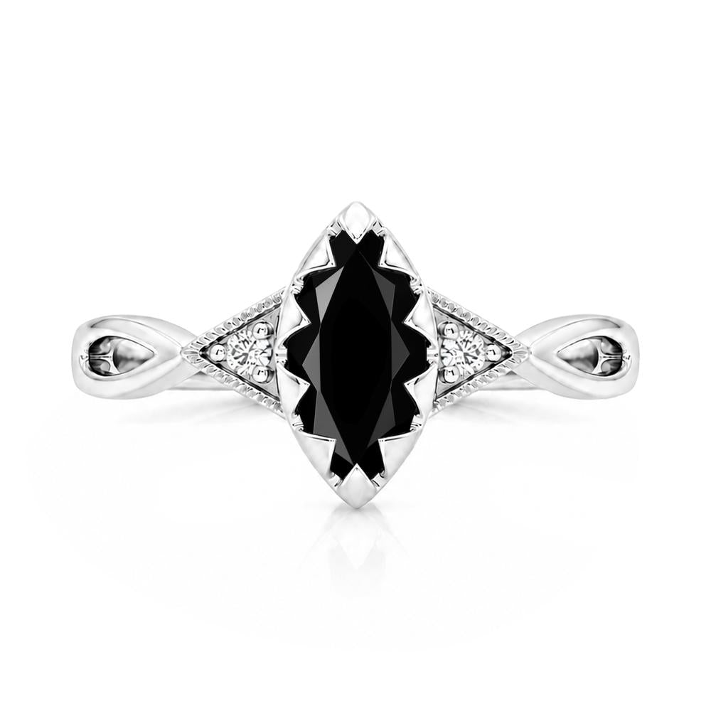 Sawtooth Prong Marquise Cut London Blue Topaz Ring - LUO Jewelry #gemstone_Black Spinel