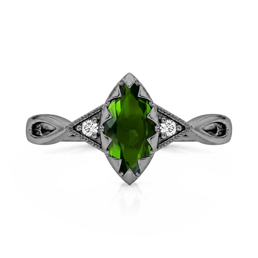 Sawtooth Prong Marquise Cut London Blue Topaz Ring - LUO Jewelry #gemstone_Diopside