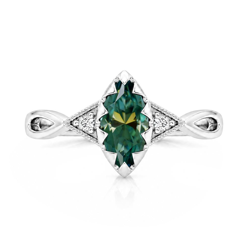 Sawtooth Prong Marquise Cut London Blue Topaz Ring - LUO Jewelry #gemstone_Green Moissanite