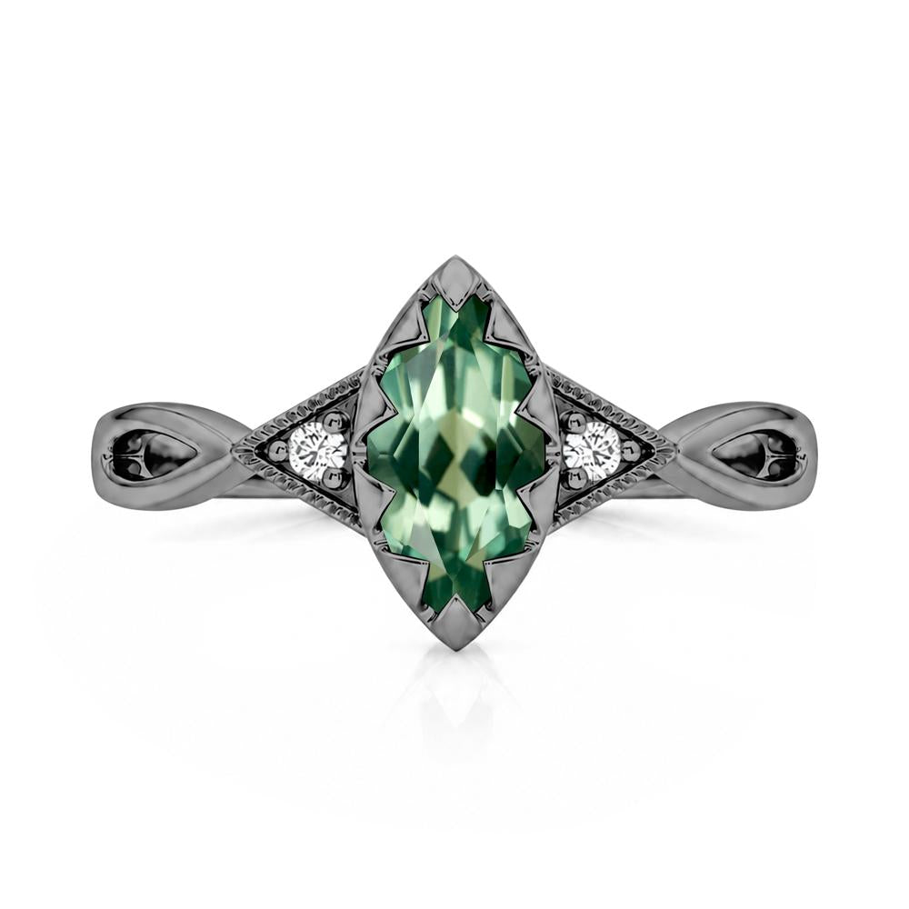 Sawtooth Prong Marquise Cut London Blue Topaz Ring - LUO Jewelry #gemstone_Green Sapphire
