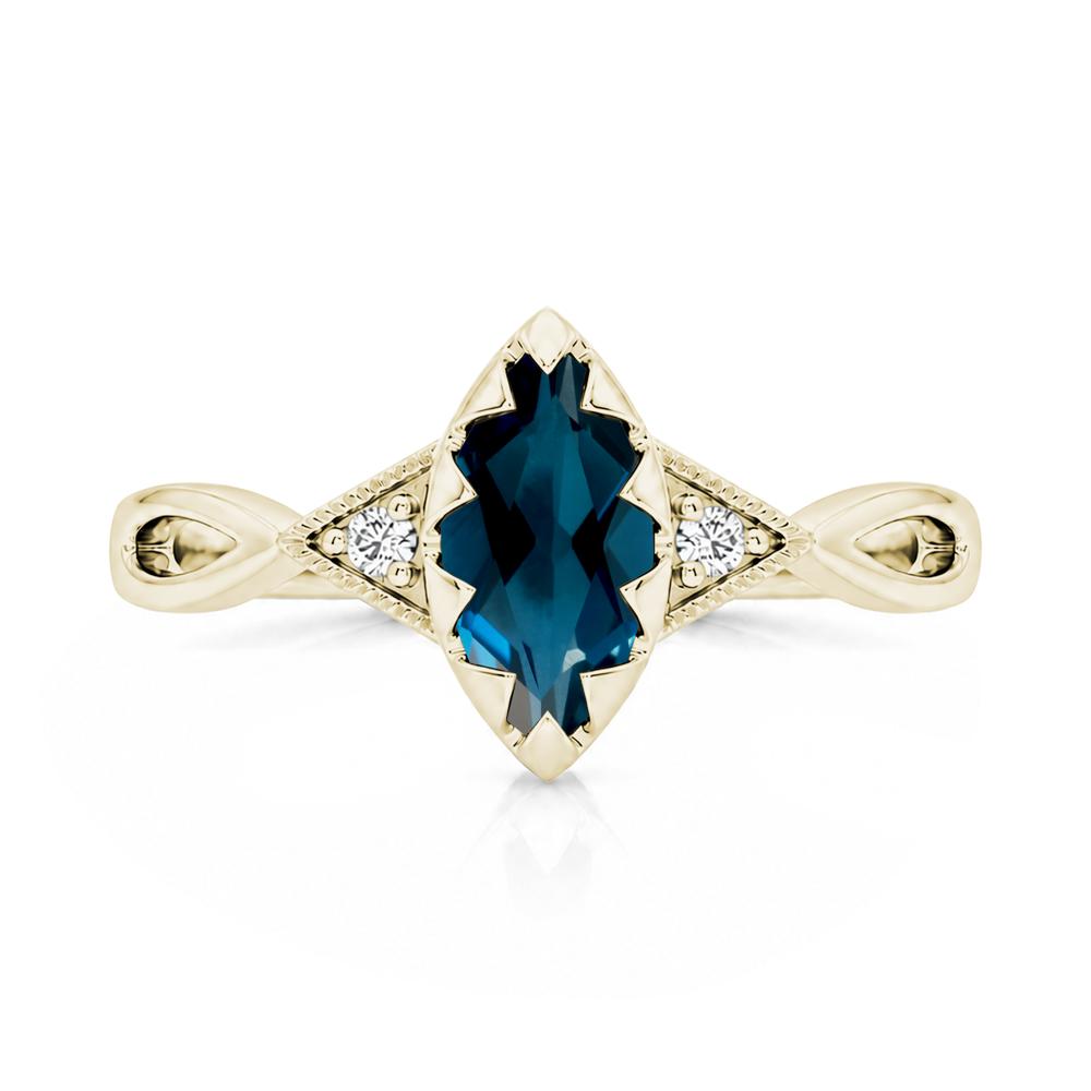 Sawtooth Prong Marquise Cut London Blue Topaz Ring - LUO Jewelry #gemstone_London Blue Topaz