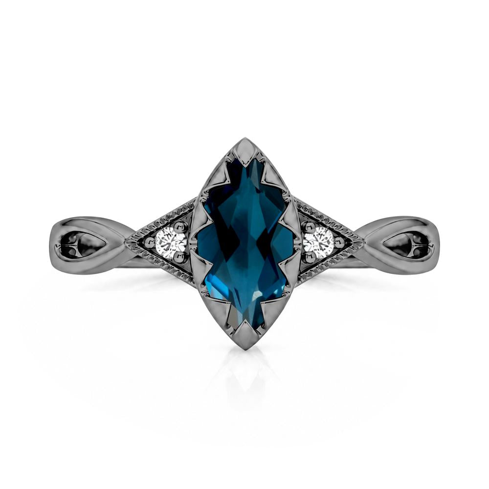 Sawtooth Prong Marquise Cut London Blue Topaz Ring - LUO Jewelry #gemstone_London Blue Topaz