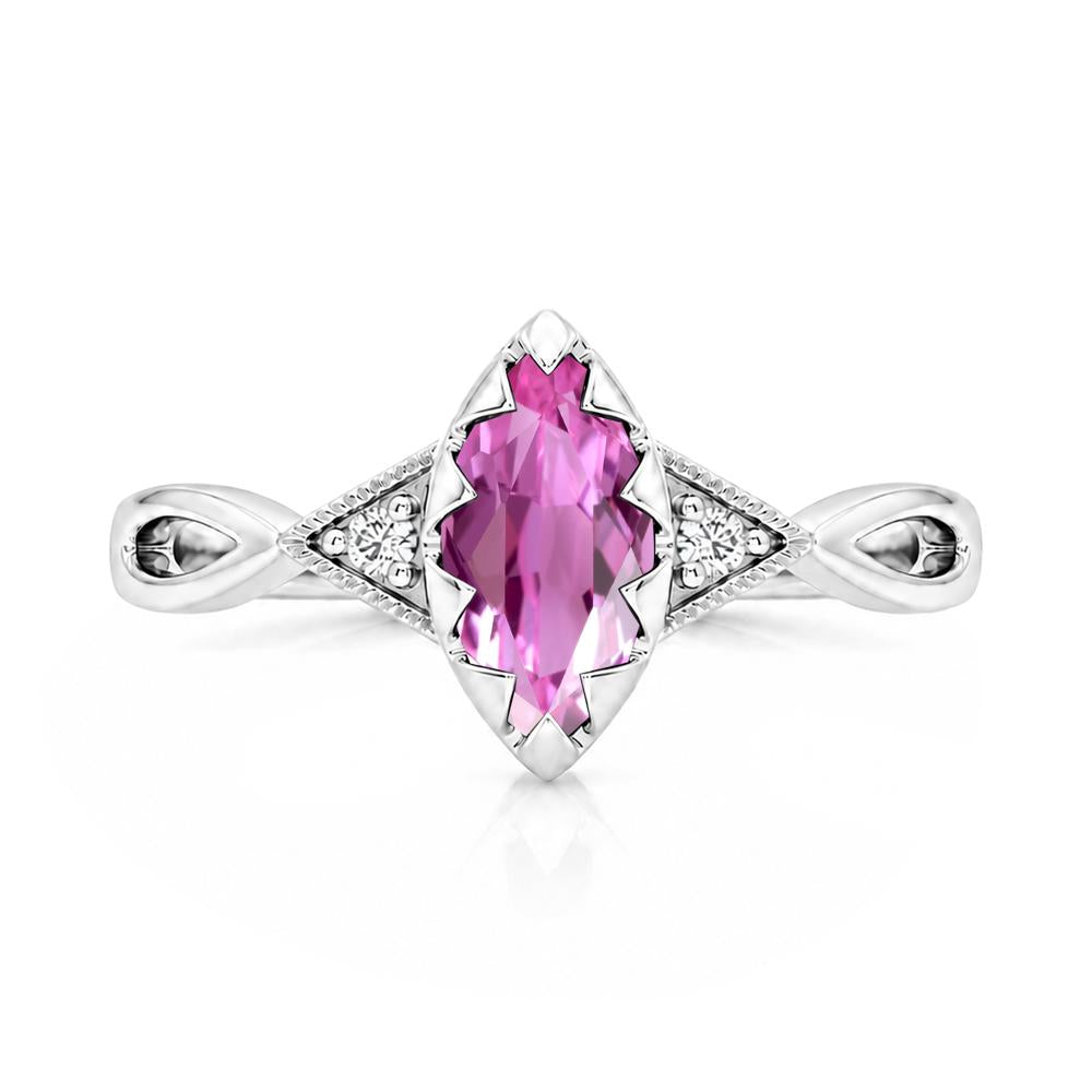 Sawtooth Prong Marquise Cut London Blue Topaz Ring - LUO Jewelry #gemstone_Pink Sapphire