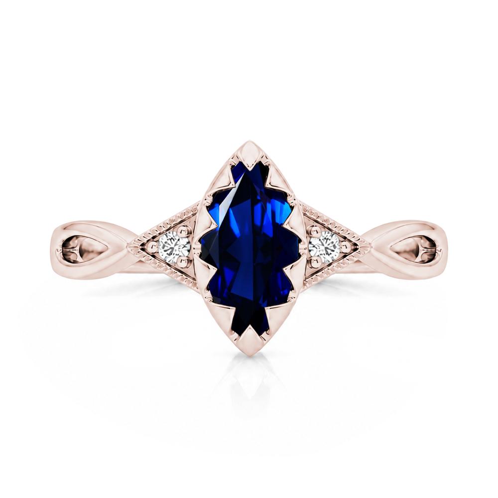Sawtooth Prong Marquise Cut London Blue Topaz Ring - LUO Jewelry #gemstone_Sapphire