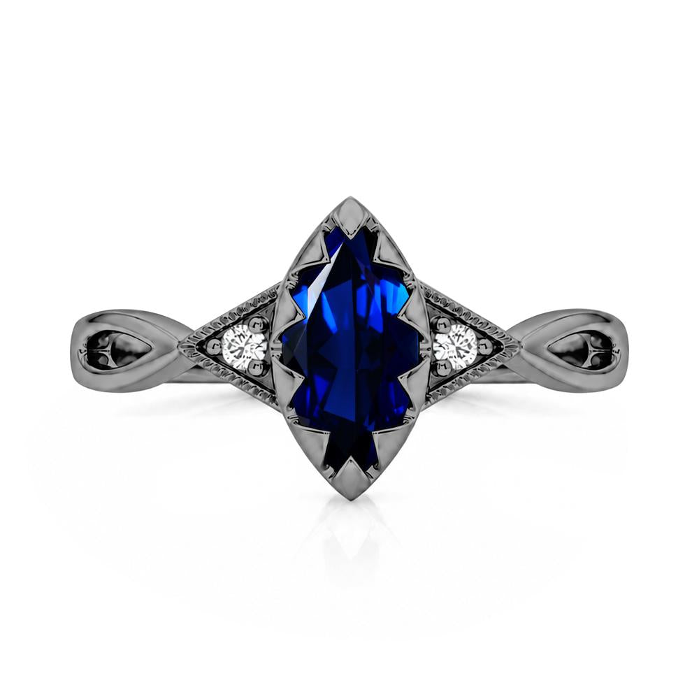 Sawtooth Prong Marquise Cut London Blue Topaz Ring - LUO Jewelry #gemstone_Sapphire