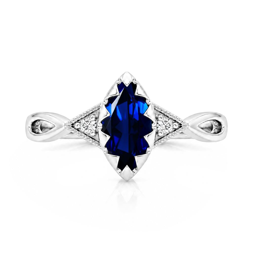 Sawtooth Prong Marquise Cut London Blue Topaz Ring - LUO Jewelry #gemstone_Sapphire