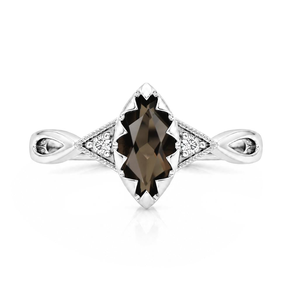 Sawtooth Prong Marquise Cut London Blue Topaz Ring - LUO Jewelry #gemstone_Smoky Quartz