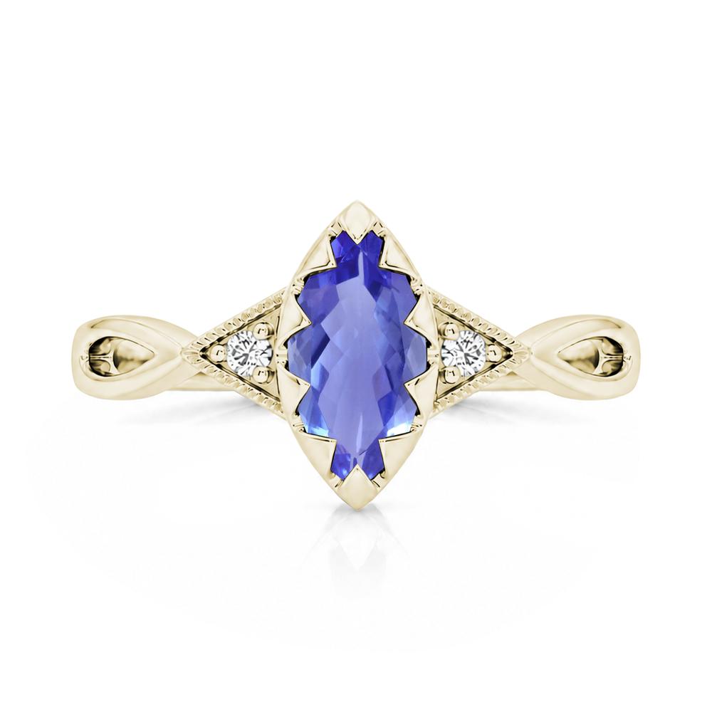 Sawtooth Prong Marquise Cut London Blue Topaz Ring - LUO Jewelry #gemstone_Tanzanite