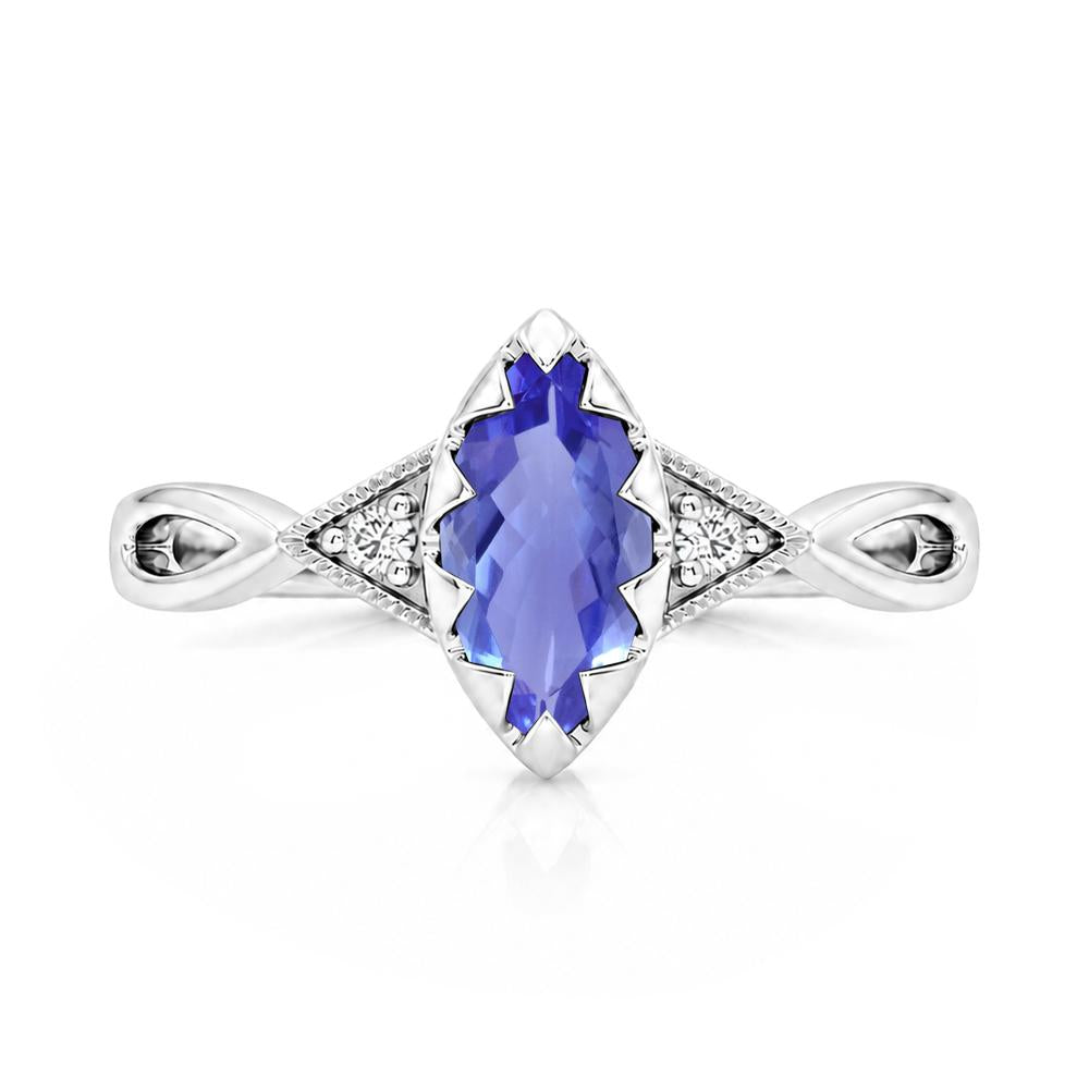 Sawtooth Prong Marquise Cut London Blue Topaz Ring - LUO Jewelry #gemstone_Tanzanite