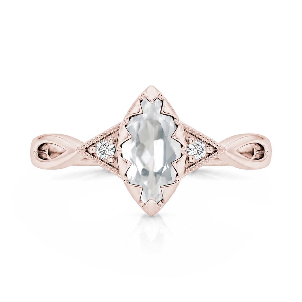 Sawtooth Prong Marquise Cut London Blue Topaz Ring - LUO Jewelry #gemstone_White Topaz