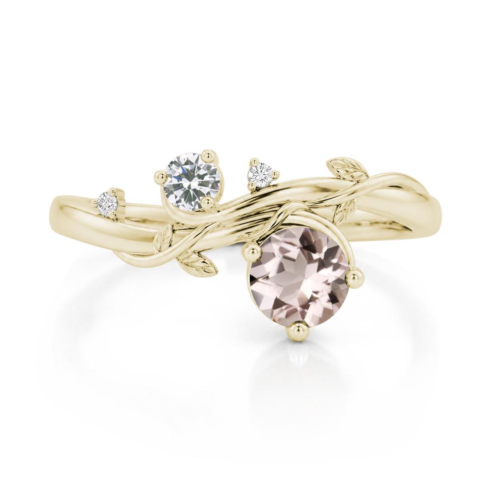 Toi Et Moi Two Stone Moissanite and Emerald Leaf Ring - LUO Jewelry #gemstone_Morganite and Cubic Zirconia