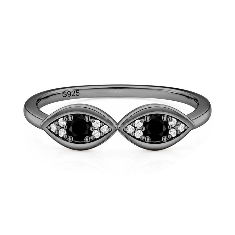 Lucky Emerald Evil Eye Ring - LUO Jewelry #gemstone_Black Spinel