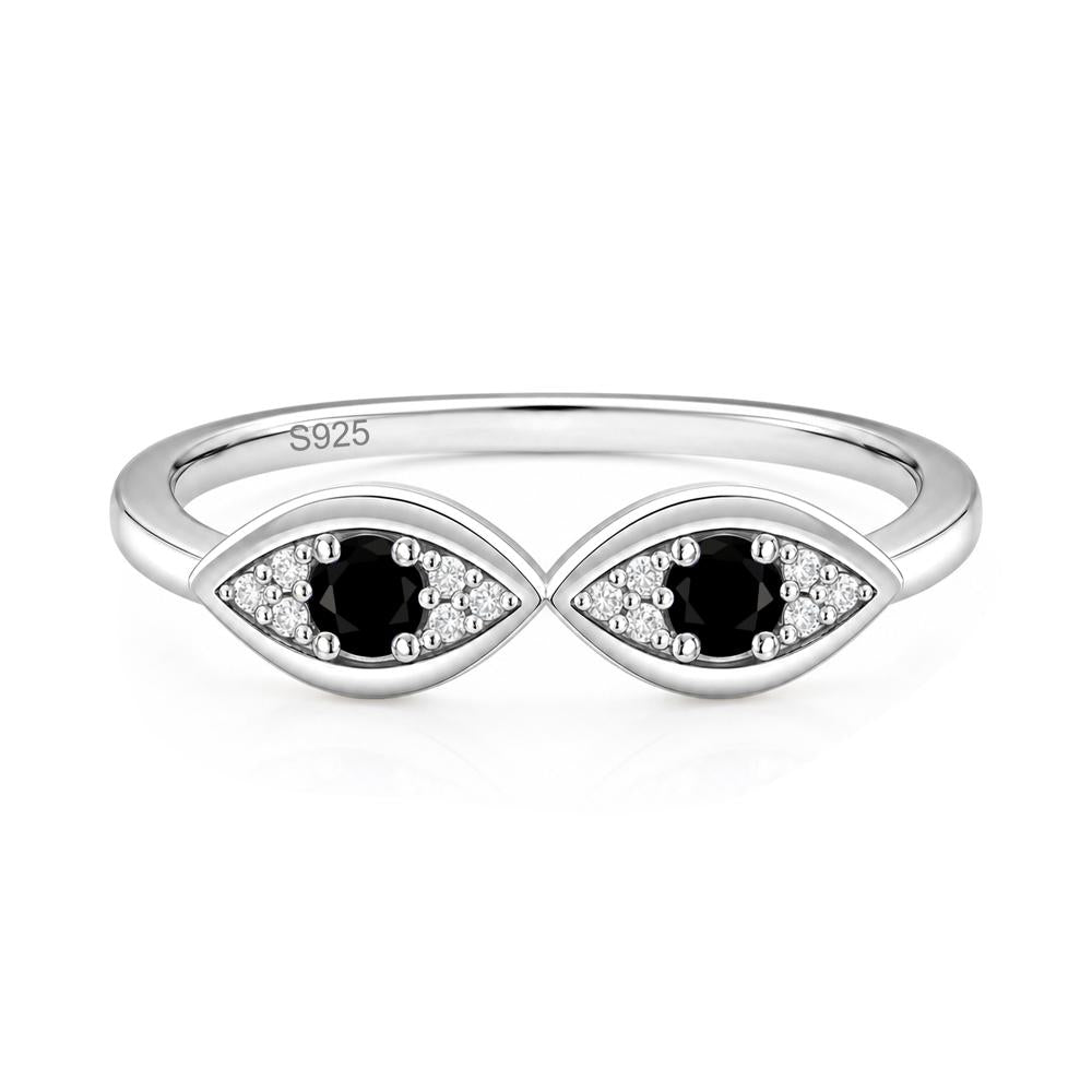 Lucky Emerald Evil Eye Ring - LUO Jewelry #gemstone_Black Spinel
